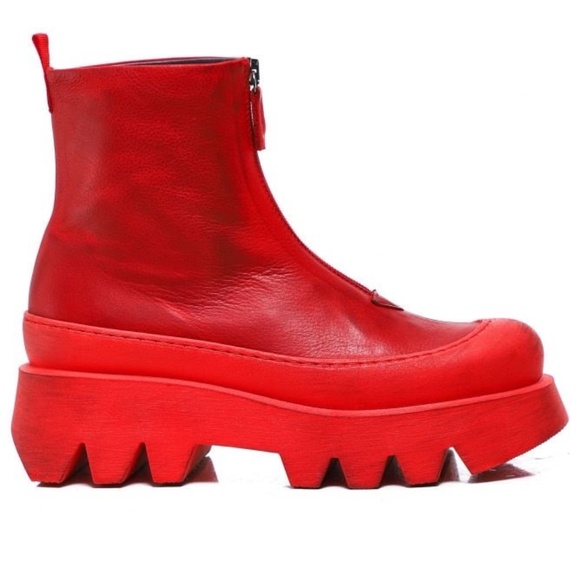 LOFINA Platform Chunky Leather Short Zip Boots 38 - Picture 1 of 16